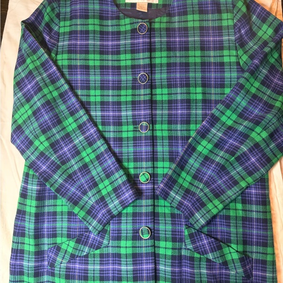 Plaid Green and Blue Women's Dress size 16 vintage whimsical grandma core plaid - Picture 3 of 9